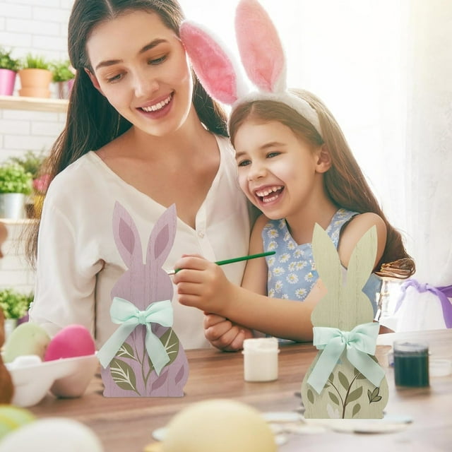 asddcavvf Easter Bunny Decoration Exquisite Wood Rabbit Shape Decoration for Home for Daily Easter for Present C Ornament
