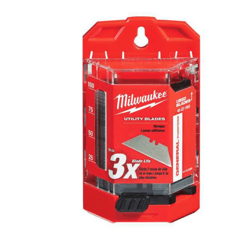 Milwaukee Utility Blades General Purpose Straight Edge Carbide Steel Knife Refills Cutter 100-Pack