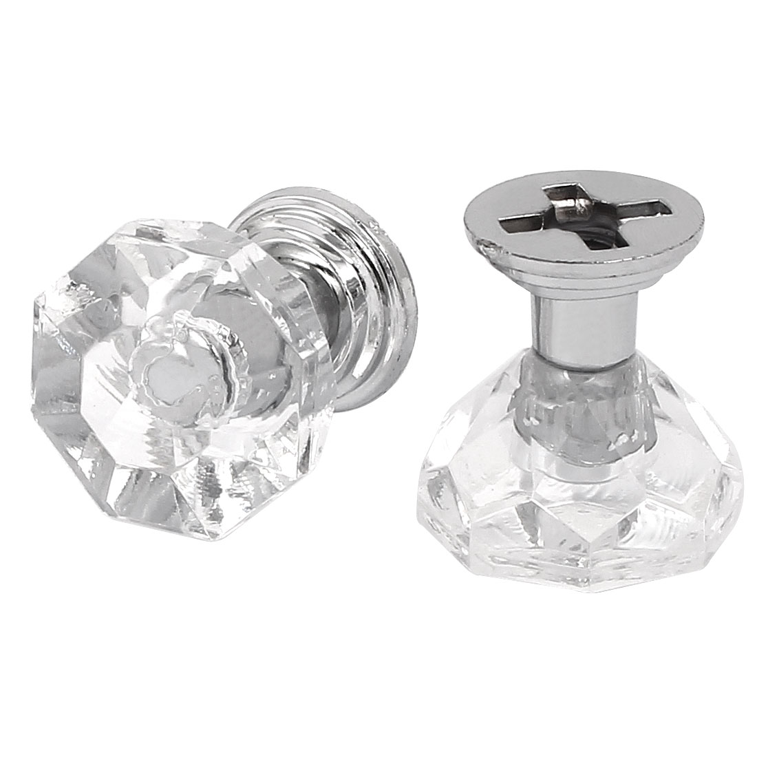 Cupboard Drawer 20mm Diamond Shape Faux Crystal Pull Knob 5pcs