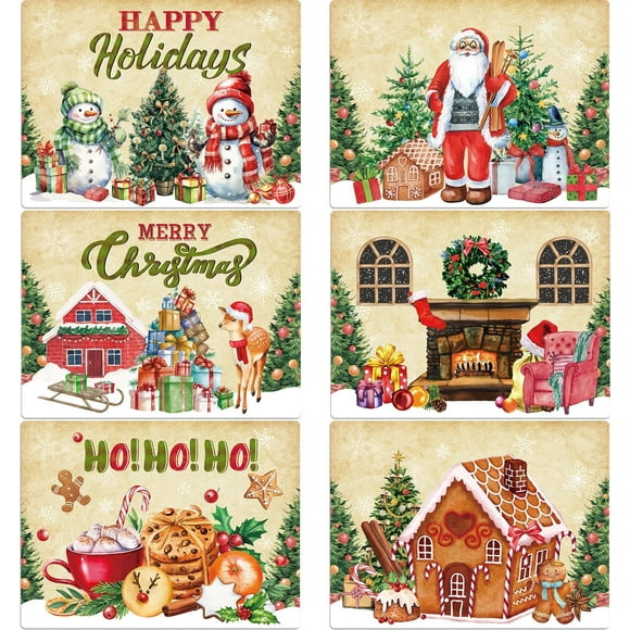 Manteles individuales navideños OBUSATT, 6 unidades, 43 x 32 cm, de plástico
