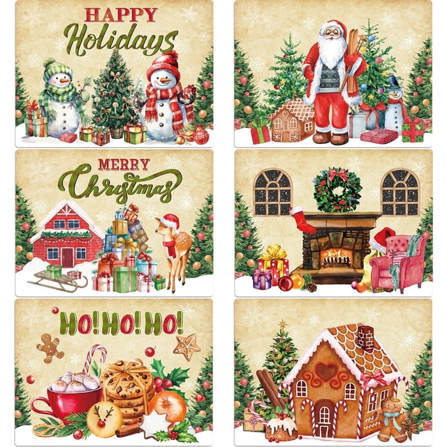 Manteles individuales navideños OBUSATT, 6 unidades, 43 x 32 cm, de plástico