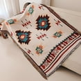 thumbnail image 2 of Aztec Blanket, Oversized Boho Throw Blanket with Fringe, Southwestern Geometric Tapestry Vintage Woven Throw Blankets, Double-Si (Sucre,90x180cm), 2 of 7