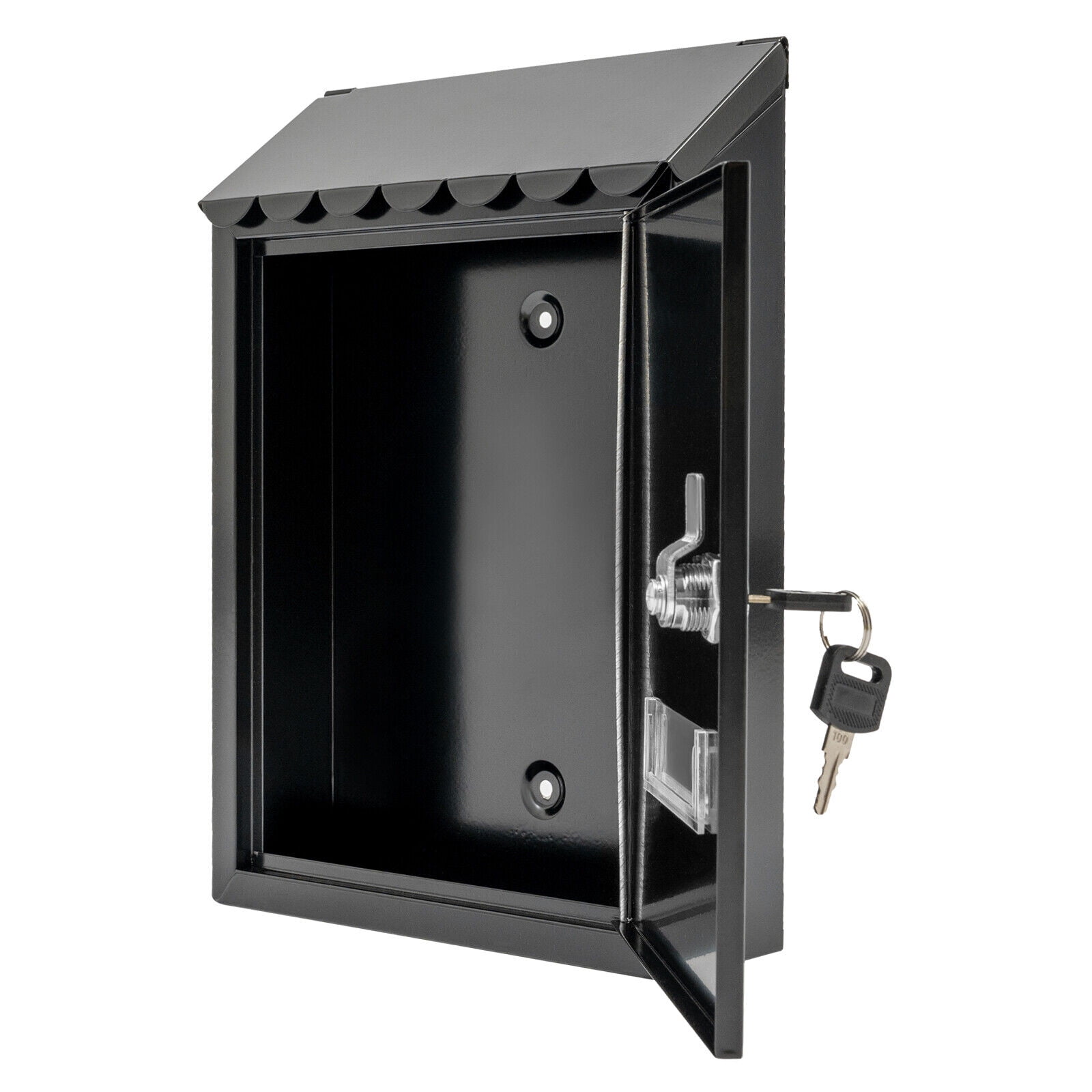 Fashion Mail Box Modern Wall-mounted Design Black Wall-Mount Mailbox, Galvanized Iron Mailbox with Key Lock