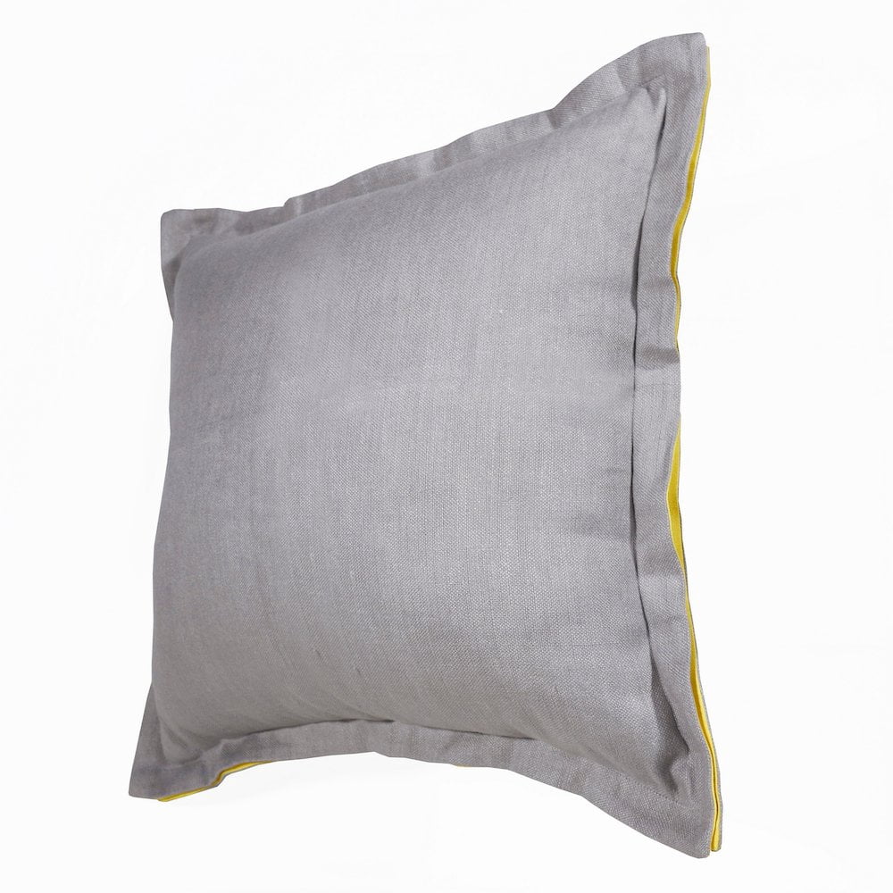 LR Home Estate Linen Poly Filled Pillow in Gray/Yellow, 20" x 20"