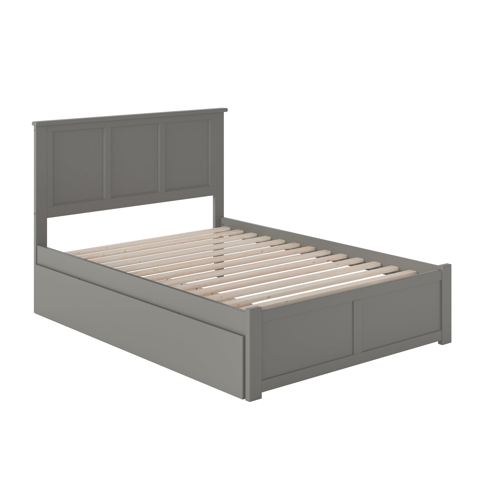 AFI Madison Full Solid Wood Platform Bed with Footboard & Twin Trundle, Grey