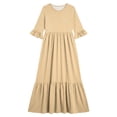 thumbnail image 4 of Mifsaly Little Girl Dresses Ruffle Half Sleeve A-Line Tiered Long Dress Comfortable Flowy Casual Summer Beach Sundress with Pockets, 4 of 7