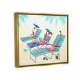 thumbnail image 5 of Stupell Industries Pink Flamingos Lounging Beach Chairs Tropical Scene Graphic Art Metallic Gold Floating Framed Canvas Print Wall Art, Design by Amelie Legault, 5 of 5