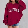 thumbnail image 2 of Telankuip Oversized Hoodies for Girls Trendy California Letter Printed Pullover Hooded Sweatshirts Long Sleeve Casual Loose Drawstring Pullover Tops Kid's Workout Preppy Style Red 3-4 Years, 2 of 4