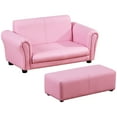 thumbnail image 2 of Qaba Kids Sofa Set with Footstool for Toddlers and Babies, Pink, 2 of 9