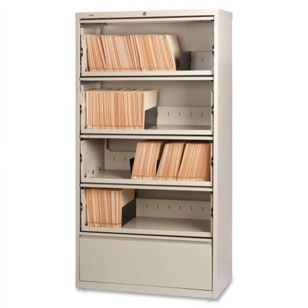 UPC: 0035255435123 | Lorell Receding Lateral File with Roll Out Shelves – 5-Drawer 36  x 18.6  x 68.8  – 5 Ball-Bearing