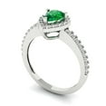 thumbnail image 2 of Solitaire with Accents Engagement Ring for Women - 0.755ct Simulated Emerald in 14K White Gold Promise Ring, 2 of 6