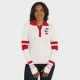 thumbnail image 4 of Women's WEAR by Erin Andrews White San Francisco 49ers Ribbed Henley Polo Sweater, 4 of 5
