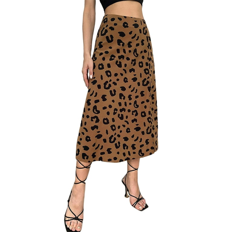 Mid length top leopard skirts womens