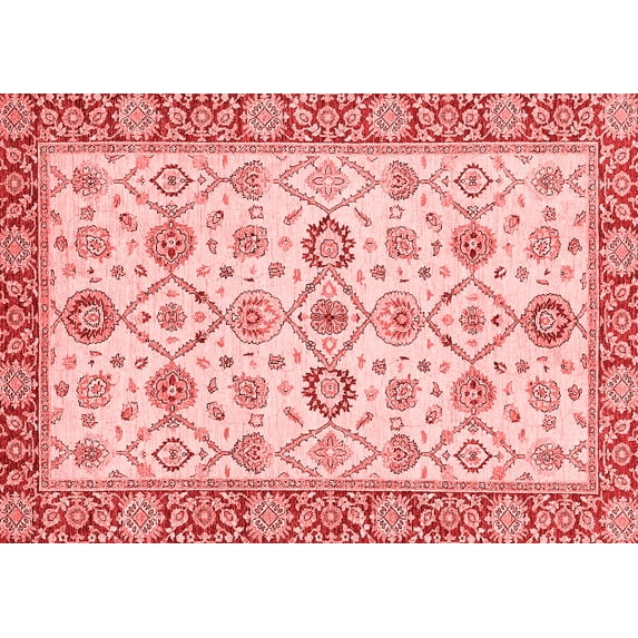 Ahgly Company Machine Washable Indoor Rectangle Oriental Red Traditional Area Rugs, 2' x 5'