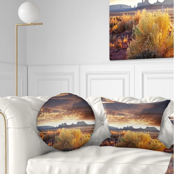 Designart 12" x 20" Green Polyester Throw Pillow