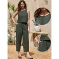 thumbnail image 2 of DARING DIVA Women's Gingham Pants Set 2 Piece Outfits Sleeveless Crop Top M Army Green, 2 of 5