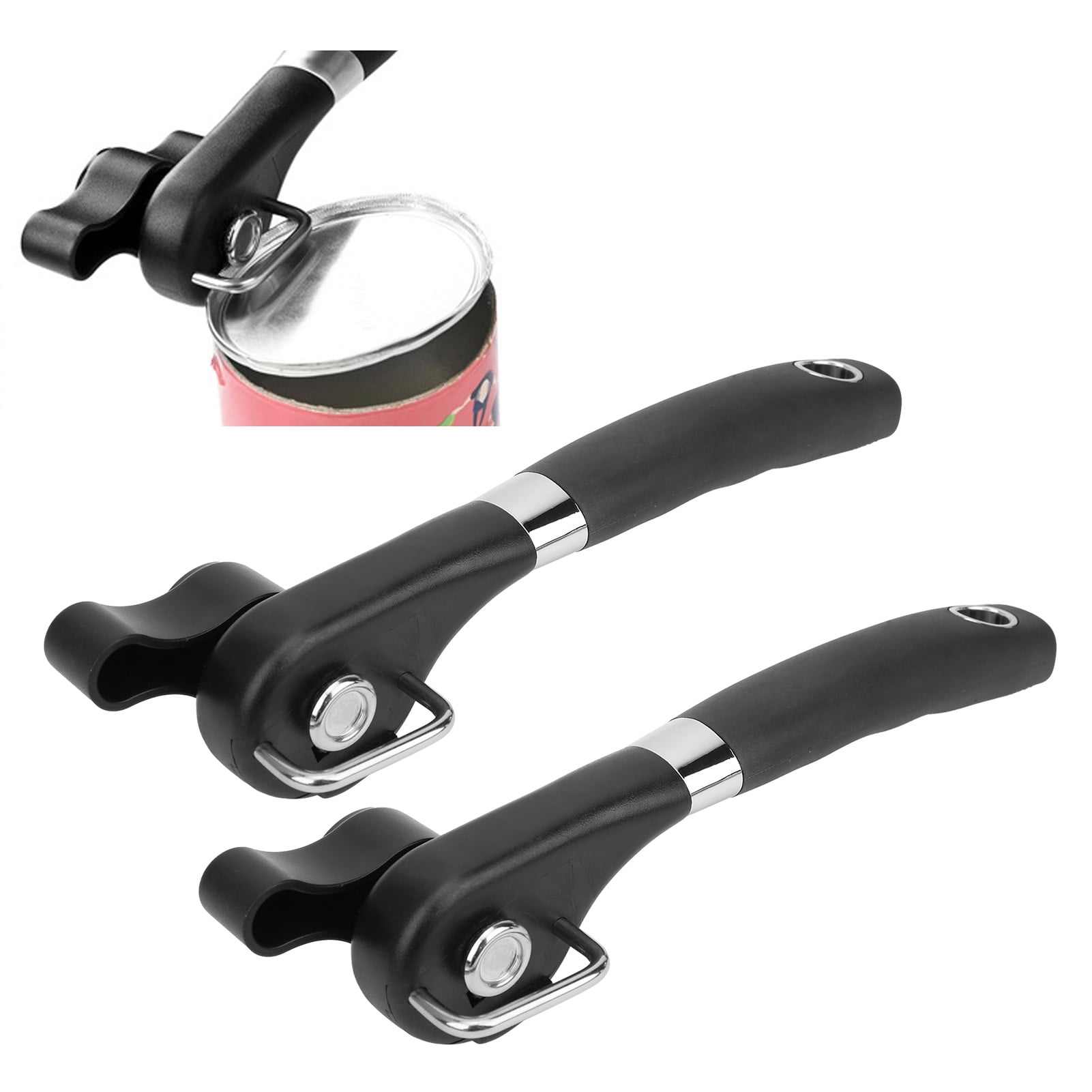 Riousery 2-Set Professional Stainless Steel Manual Can Opener with Smooth Edge Safety Cut for Kitchen (8.66 inches / 22.0 cm), Ergonomic Handheld Tin Opener and Bottle Opener Tool