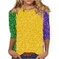 thumbnail image 2 of RKSTN Mardi Gras 3/4 Length Sleeve Womens Tops Oversized Crewneck Carnival Graphic Printed Three Quarter Sleeve T Shirt Women Casual Round Neck Funny Tuesday Carnival Party Loose Short Sleeve Shirt, 2 of 6