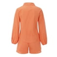 thumbnail image 5 of Sweat Suits For Womens 2 Piece Women's Fashion Casual Set Summer Lace Long Sleeve Top with Solid Shorts Two Piece Outfit, 5 of 8
