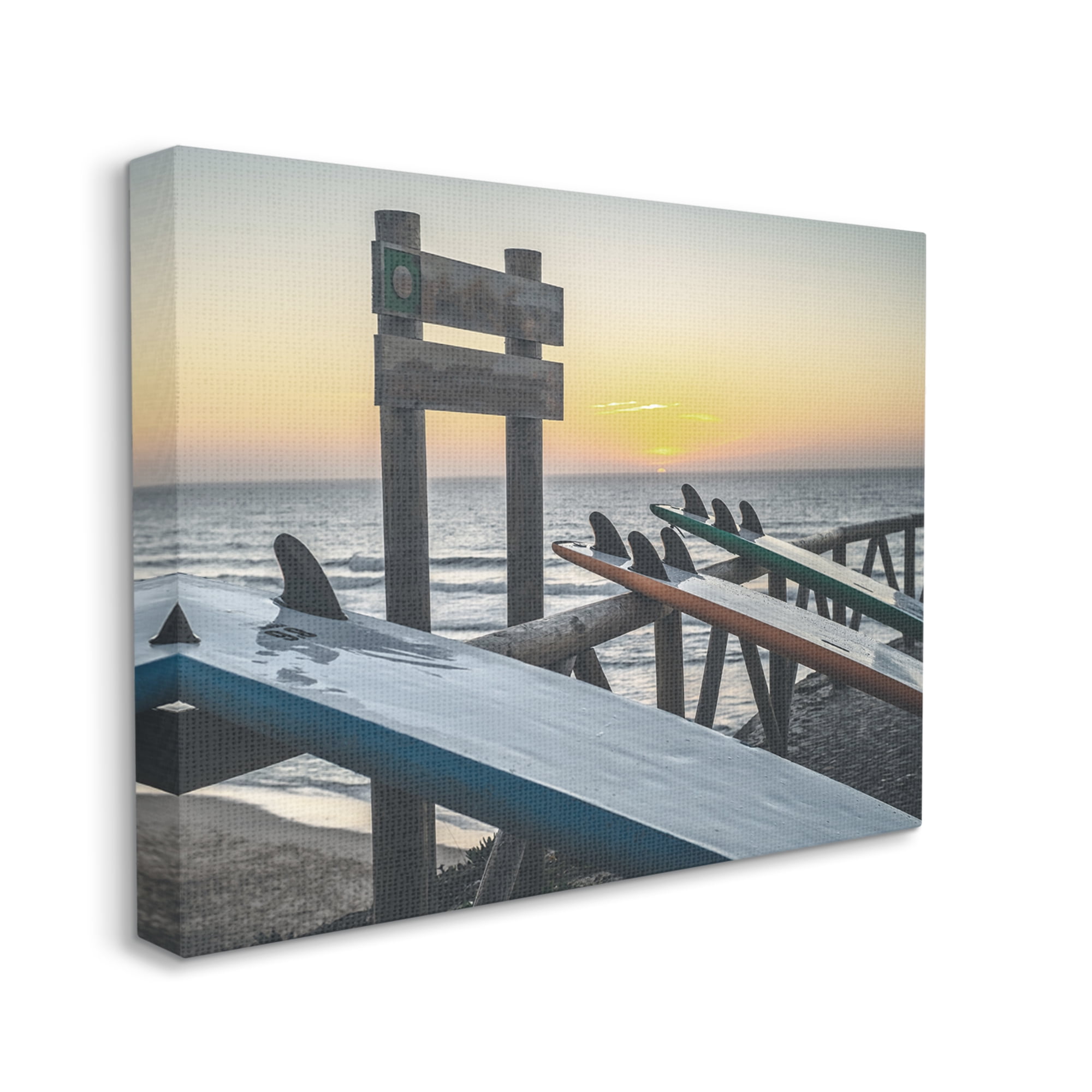 Stupell Industries Leaning Surfboards by Beach Nature Photography Gallery Wrapped Canvas Print Wall Art, 20 x 16