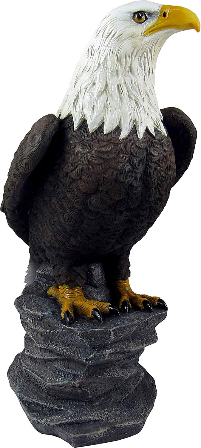 9"H Realistic American Pride Majestic Bald Eagle Perching On Cliff Rock