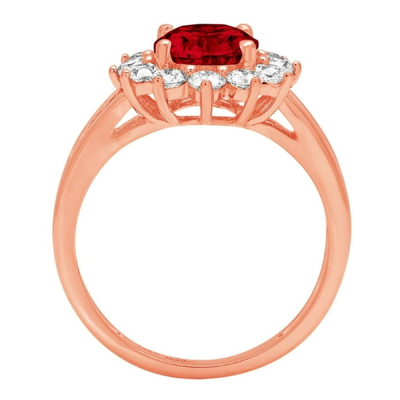 2.72 ct Oval Cut Natural Garnet Halo Engagement Ring for Women in 18K Rose Gold