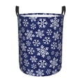 thumbnail image 1 of Balery Snowflakes On Dark Blue Cesta de ropa redonda con asas, impermeable, independiente, para ropa, juguetes, dormitorio y familia-Small, 1 of 6