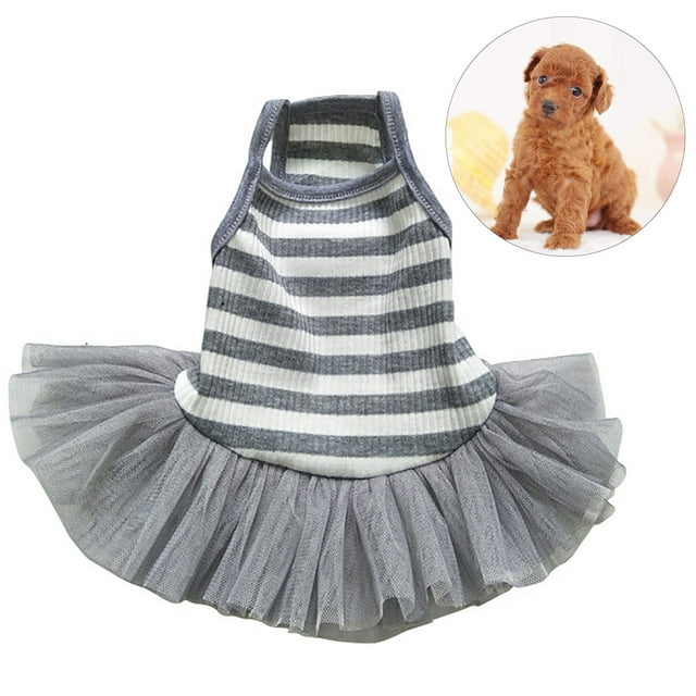 Robe de Costume de Chien Imprimé à Rayures Style Princesse en Coton Jupe Tutu pour Animaux de Compagnie