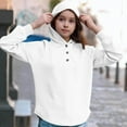 thumbnail image 4 of Xdegoge Hoodies for Teen Girls Quarter Button Collar Curved Hem Long Sleeve Sweatshirts Raglan Casual Outdoor Pullover Tops Kids 2025 Fall Winter Outfits 4-15 Years, 4 of 4