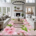 thumbnail image 3 of Spring Floral Large Area Rugs 5x8 ft Watercolor Flower Green Leaves Light Pink Background Washable Rug Non Slip Indoor Carpet Absorbent Floor Mat for Living Room Bedroom Dining Room, 3 of 9