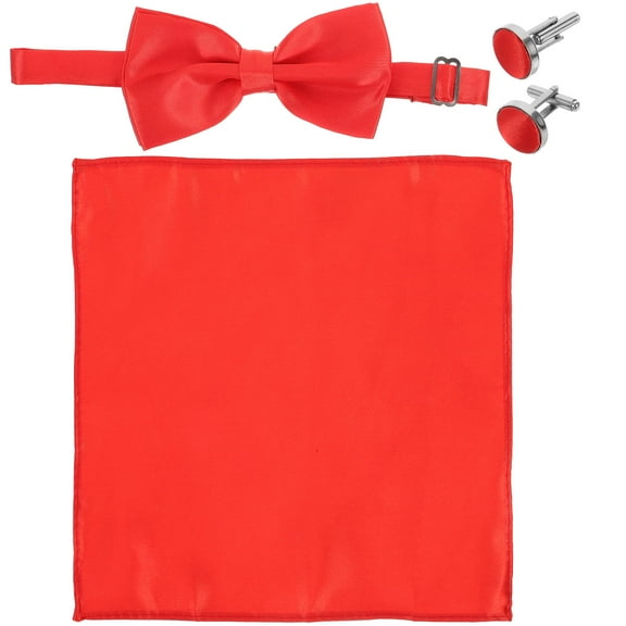 FRCOLOR 1 Set Mens Cufflinks Satin Handkerchief Bow Tie Wedding Groom Cufflinks Clothes Decorations