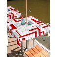 thumbnail image 2 of Outdoor Tablecloth with Umbrella Hole for Patio/Picnic/Party/Camping, Modern Geometric Red Waterproof Table Cloth Square Cover Washable, Abstract Minimalist Artwork Lines (54"x 54"), 2 of 8