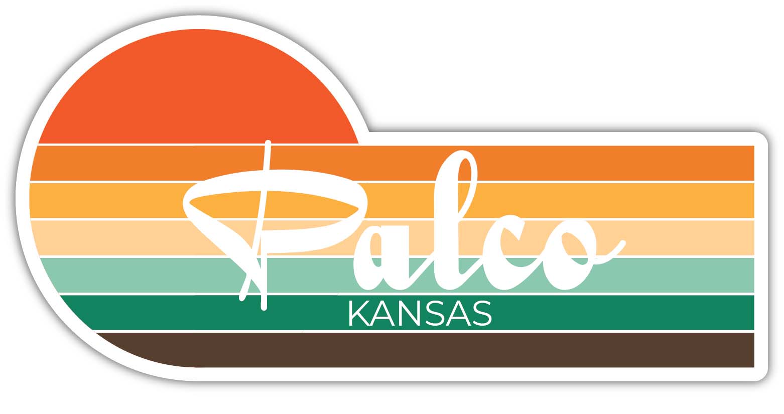 Palco Kansas 4 x 2.25 Inch Sticker Retro Vintage Sunset City 70s
