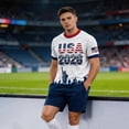thumbnail image 6 of LNZGNM Men's USA Soccer Jersey 2026 Country Team Crewneck Short Sleeve Fan International Football Shirt Retro Streetwear Top,Light Blue(L), 6 of 7