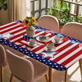thumbnail image 3 of Independence Day Table Cloths for 5 Foot Rectangle Tables, American Flag Patriotic Star Red Striped Patio Waterproof Elastic Fitted Tablecloths, Washable Rectangular Table Cover for Camping, 3 of 8