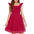 thumbnail image 1 of Vestido Arshiner de tul para niñas, de manga corta, de manga corta, rojo, casual, 1 of 6