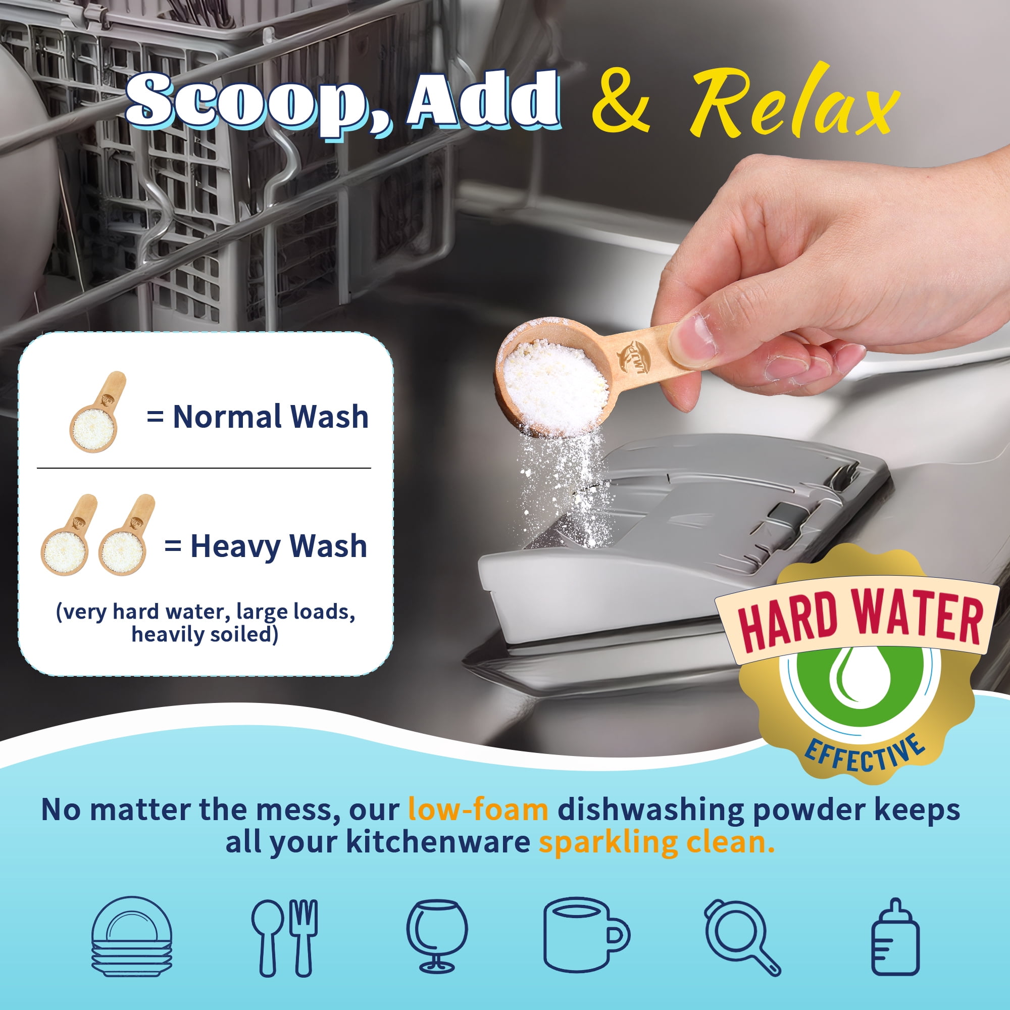 Dishwasher Detergent Powder + Booster, 90 Loads | Plastic-Free, Natural & Eco-Friendly Dishwasher Soap, Concentrated Plant-Based Enzymes - Cuts Grease & Grime, No Water Spots (Fragrance-Free)