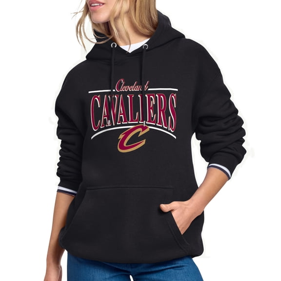 Women's Starter Black Cleveland Cavaliers Arch Stripe Fleece Hoodie