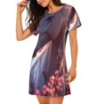 thumbnail image 2 of Balery Flower White Horse Camisón de manga corta con cuello redondo para mujer, cómodo y elegante., 2 of 6