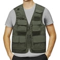 thumbnail image 1 of SURJDE Mens Jacket Field Pofessional Emergency Field Fishing Multi Pocket Vest (b-Green, L), 1 of 3