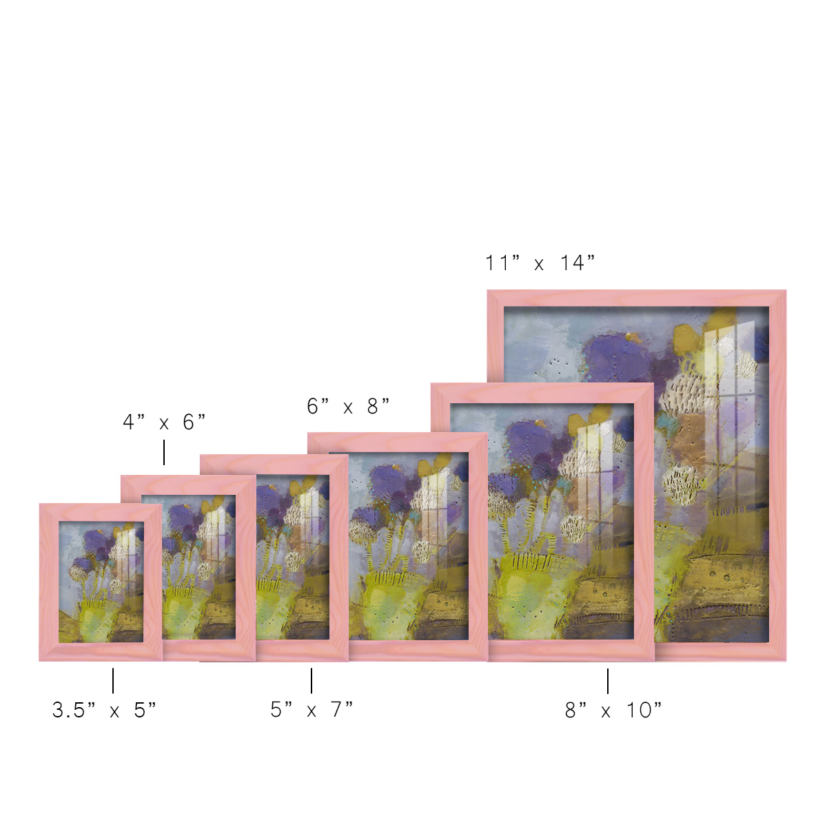 Blumen II -Framed Print w/glass-Sunset Pink