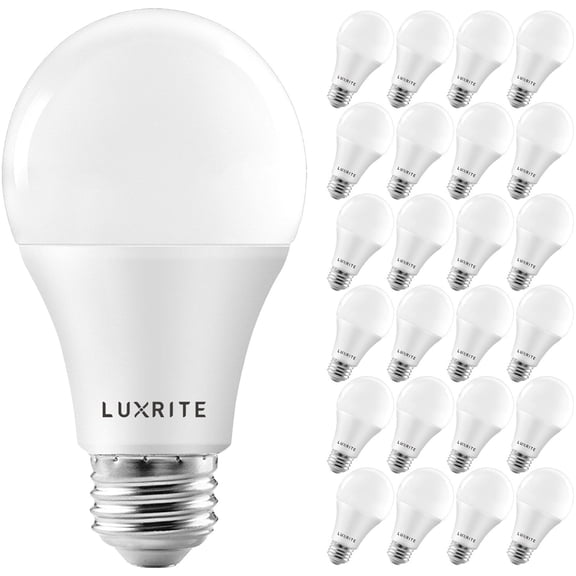 Luxrite A19 LED Dimmable Light Bulbs 15W=100 Watt Equivalent 3000K Soft White, 1600 Lumens, E26, 24-Pack