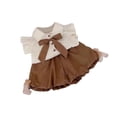 thumbnail image 2 of Angala 2 Piece Outfits For Girls Notch Neck Short Sleeve Bow Knot Blouse With Shorts Set Girls Autumn Daily Wear Clothes, 2 of 7