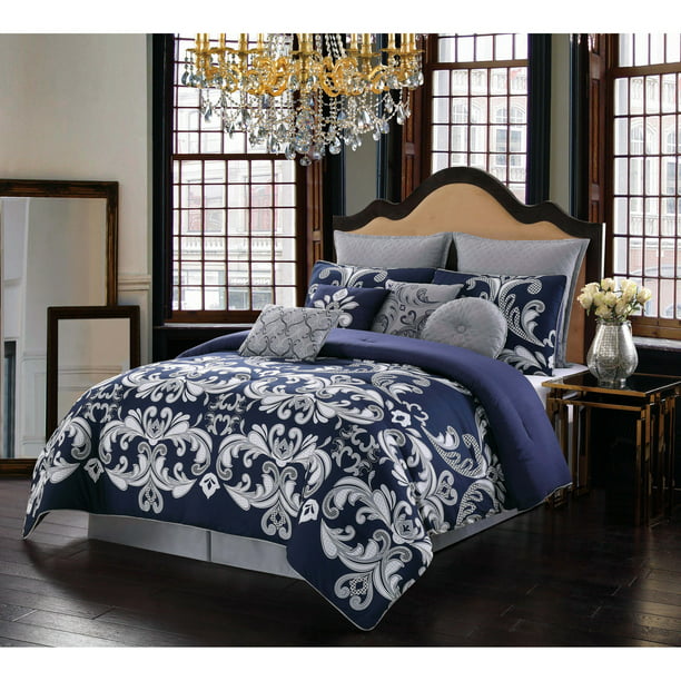 Style 212 Dolce King Comforter Set, Navy Blue Bedding Sets King