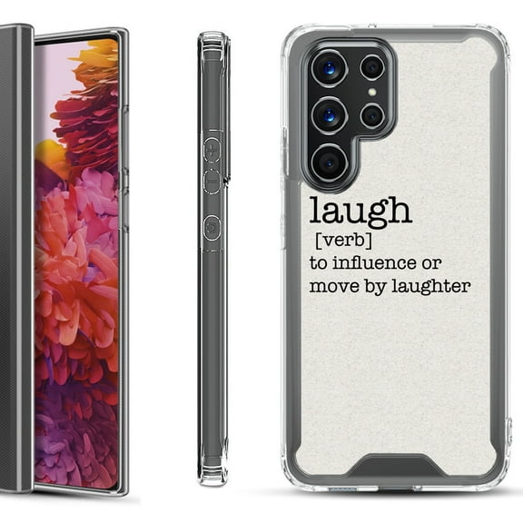 Shockproof Bumper Phone Case for Samsung Galaxy S22 Ultra 5G, by OneToughShield ® - Dictionary/Laugh