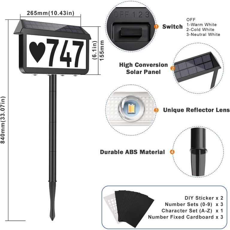 Brightever Solar Address Signs, House Number for Outside