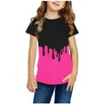 thumbnail image 2 of YLSDY Children Boy Girl Color Block Tshirts Boat Neck Tee Tops for Child Short Sleeve Thin Summer Fall Shirts 2025 Hot Pink 11-12 Years, 2 of 5