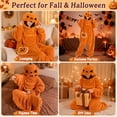 thumbnail image 6 of Pumpkin Onesie Adult Halloween Costume Oversized Fleece Hooded Pajamas Cozy One Piece Jumpsuit for Parties Lounging, 6 of 9