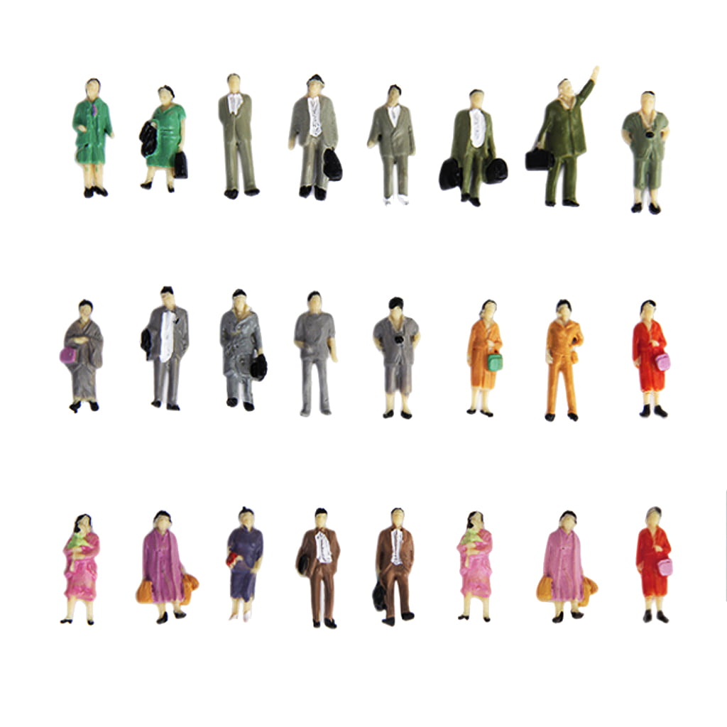 1 to 87 Simulation PeopleToy Mixed Colour 24pcs Painted Model Train Standing Posture People Figures Scale HO