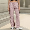 thumbnail image 3 of Women's Casual Pants High Waisted Wide Leg Cargo Trousers with Pockets Comfortable Loose Fit Workwear for Everyday Activities, 3 of 7